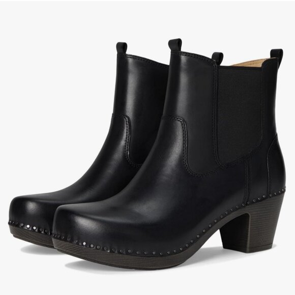 NEW DANSKO women's Shayna  GENUINE lEATHER boots in black burnished - Picture 2 of 10